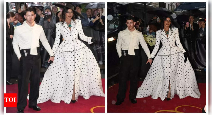 Priyanka Chopra and Nick Jonas Shine at Met Gala 2025: Actress Stuns in Showstopping Polka-Dotted Suit Dress