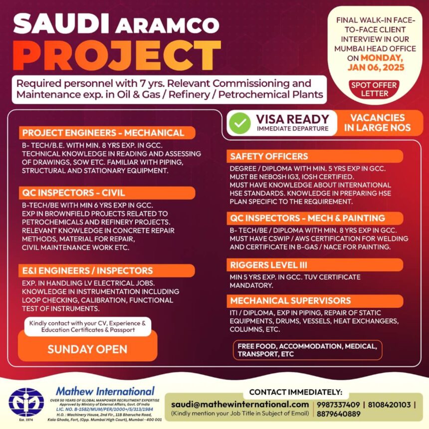 Saudi ARAMCO Announces 2025 Career Opportunities in Gulf Region