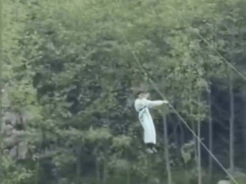 તસવીર 2- ત્રિશા જ્યારે ૩૦ ફૂટની ઊંચાઈએ હતી ત્યારે તેનો હૂક તૂટી ગયો હતો.