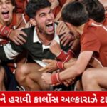 કાર્લોસ આલ્કારાઝે ત્રીજા મેચમાં જર્મનના એલેક્સાન્ડર ઝ્વેરેવને હરાવી ફ્રેન્ચ ઓપન 2025ની માલિકી જીતી 
In a thrilling conclusion to the French Open 2025, Spain’s rising tennis sensation, Carlos Alcaraz, clinched his third Grand Slam title by defeating Germany’s Alexander Zverev in a gripping match. The young Spaniard’s victory at Roland Garros marks another milestone in his rapidly ascending career. 
The final match, which lasted over four hours, showcased exceptional skill and determination from both players. Alcaraz, known for his explosive style and agility, managed to outplay Zverev with a series of powerful forehands and precise serves. The German player fought valiantly, but Alcaraz’s relentless energy and strategic play ultimately secured him the title with a 6-3, 7-6, 7-5 victory. 
This win adds to Alcaraz’s previous Grand Slam victories at the US Open and Wimbledon, solidifying his status as one of the sport’s brightest stars. At just 22 years old, his achievements have already drawn comparisons to tennis legends like Rafael Nadal and Roger Federer. 
The French Open 2025 has not only been a testament to Alcaraz’s exceptional talent but also a showcase of new and emerging talents in the world of tennis. With his latest triumph, Carlos Alcaraz has undoubtedly cemented his place among the elite in men’s tennis, promising an exciting future for the sport.
