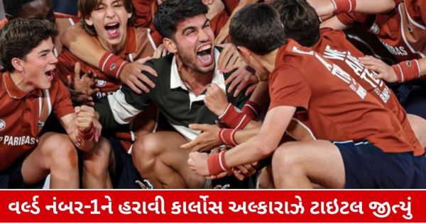 કાર્લોસ આલ્કારાઝે ત્રીજા મેચમાં જર્મનના એલેક્સાન્ડર ઝ્વેરેવને હરાવી ફ્રેન્ચ ઓપન 2025ની માલિકી જીતી 
In a thrilling conclusion to the French Open 2025, Spain’s rising tennis sensation, Carlos Alcaraz, clinched his third Grand Slam title by defeating Germany’s Alexander Zverev in a gripping match. The young Spaniard’s victory at Roland Garros marks another milestone in his rapidly ascending career. 
The final match, which lasted over four hours, showcased exceptional skill and determination from both players. Alcaraz, known for his explosive style and agility, managed to outplay Zverev with a series of powerful forehands and precise serves. The German player fought valiantly, but Alcaraz’s relentless energy and strategic play ultimately secured him the title with a 6-3, 7-6, 7-5 victory. 
This win adds to Alcaraz’s previous Grand Slam victories at the US Open and Wimbledon, solidifying his status as one of the sport’s brightest stars. At just 22 years old, his achievements have already drawn comparisons to tennis legends like Rafael Nadal and Roger Federer. 
The French Open 2025 has not only been a testament to Alcaraz’s exceptional talent but also a showcase of new and emerging talents in the world of tennis. With his latest triumph, Carlos Alcaraz has undoubtedly cemented his place among the elite in men’s tennis, promising an exciting future for the sport.